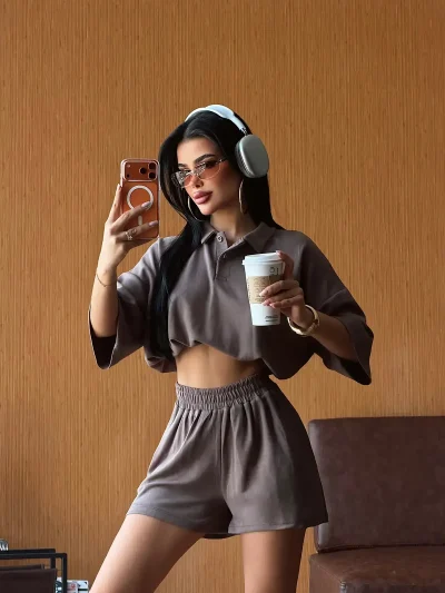 Brown Shorts Set