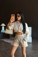 Cream Shorts Set
