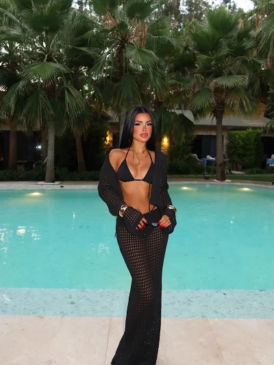Black front-tie skirt set